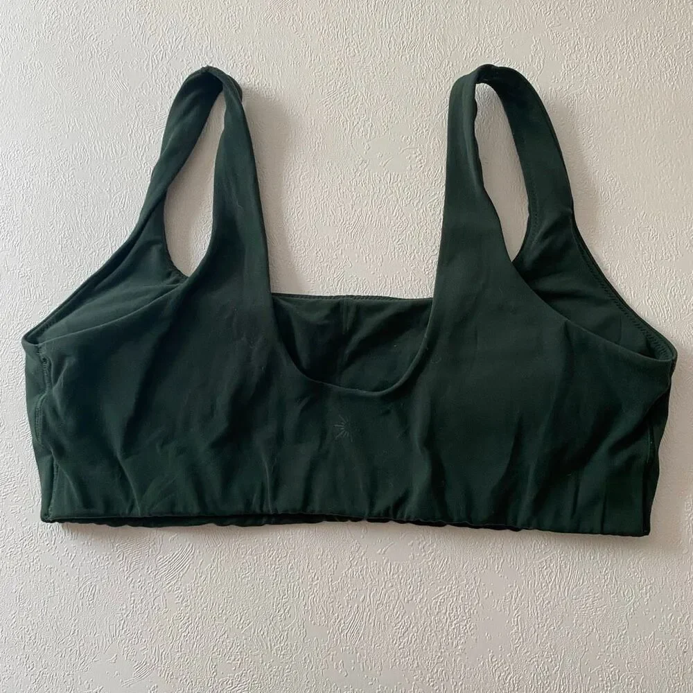 OFFLINE by Aerie Real Me Xtra Sports Bra L Dark Green Scoop Neck Yoga